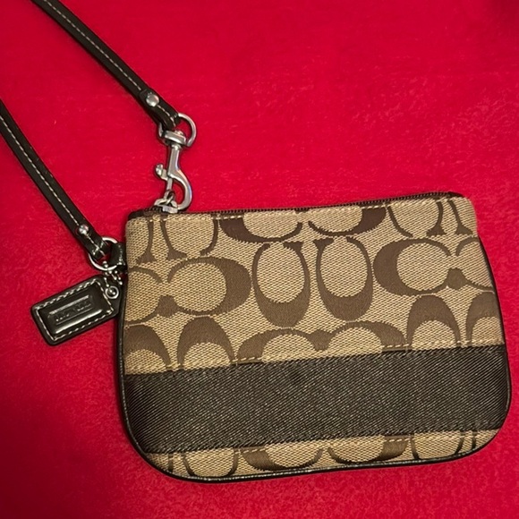 Coach Signature Brown Wristlet - Picture 1 of 2